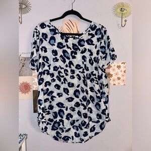 Premise Blue Animal Print Blouse NWOT